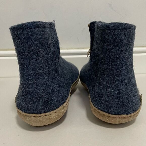 Glerups Wool Boots Sleepers Leather Sole Size 39 in Denim NEW - Picture 7 of 10